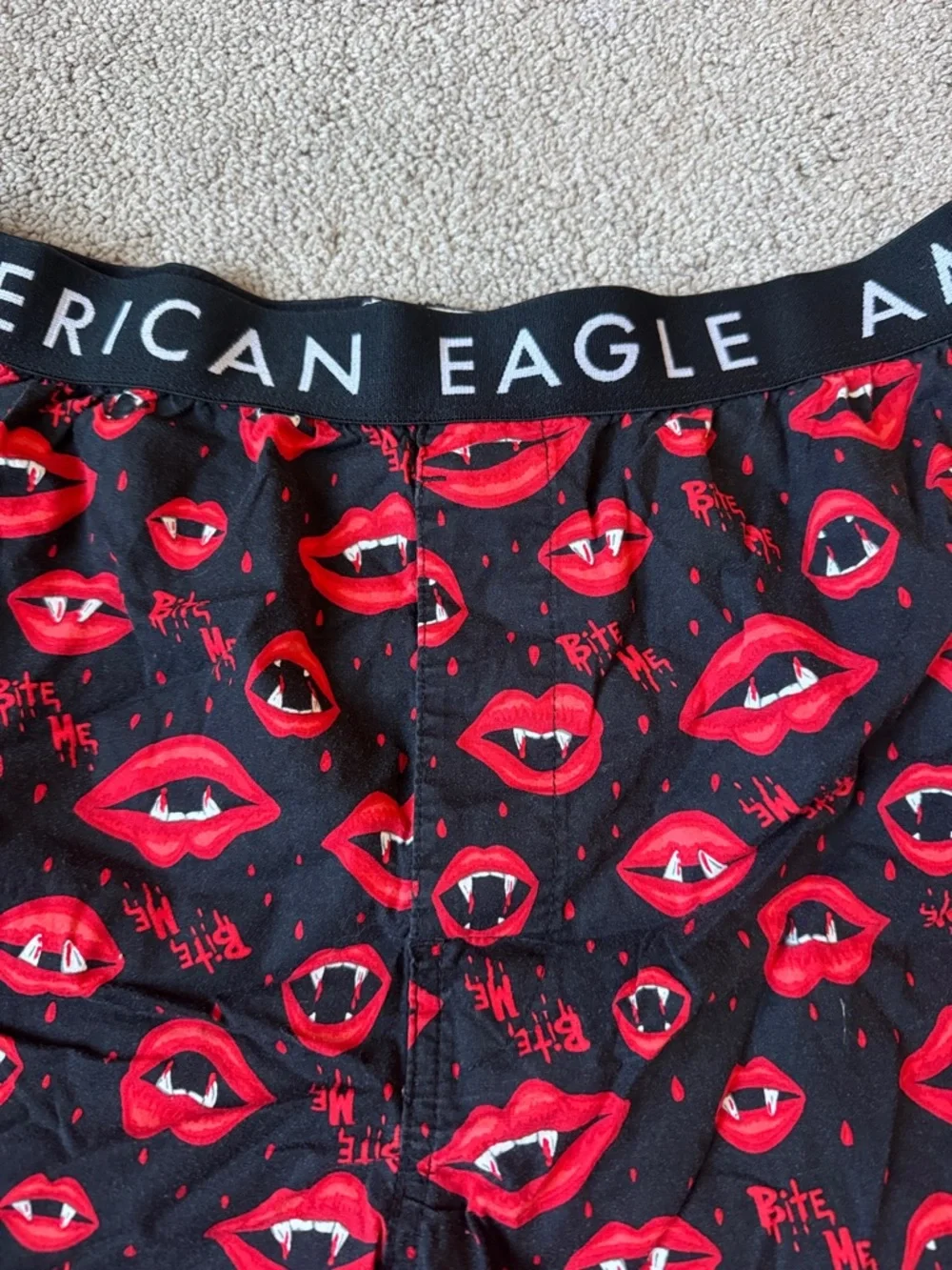 American Eagle Boxer Briefs Vampire Bite Me Print Stretch Underwear SIZE M